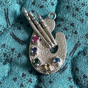 Charm, sterling silver artist palette